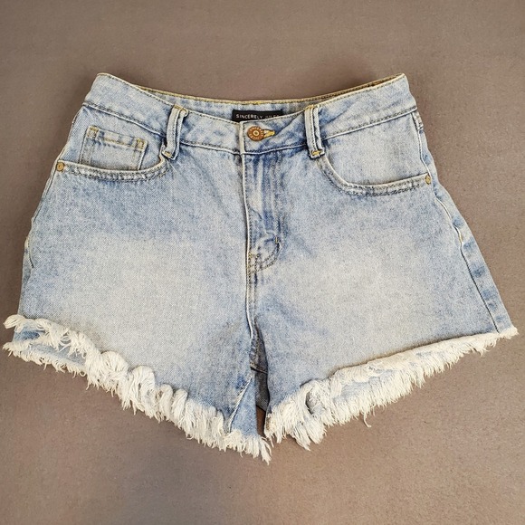 Sincerely Jules Pants - Sincerely Jules Cutoff Shorts Juniors Sz 1 / 25 Frayed Hem Denim Jean Mid-Rise